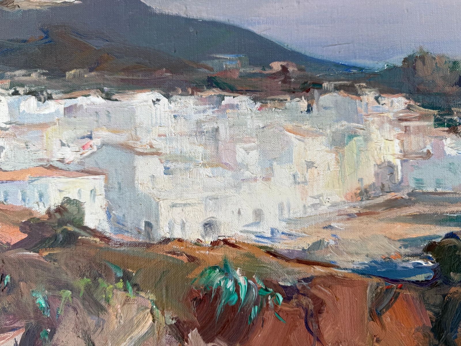 Josep Sarquella Escobet Panoramic View Of Cadaqués Costa Brava Spain Oil On Canvas Painting 1988 photo 1650.0
