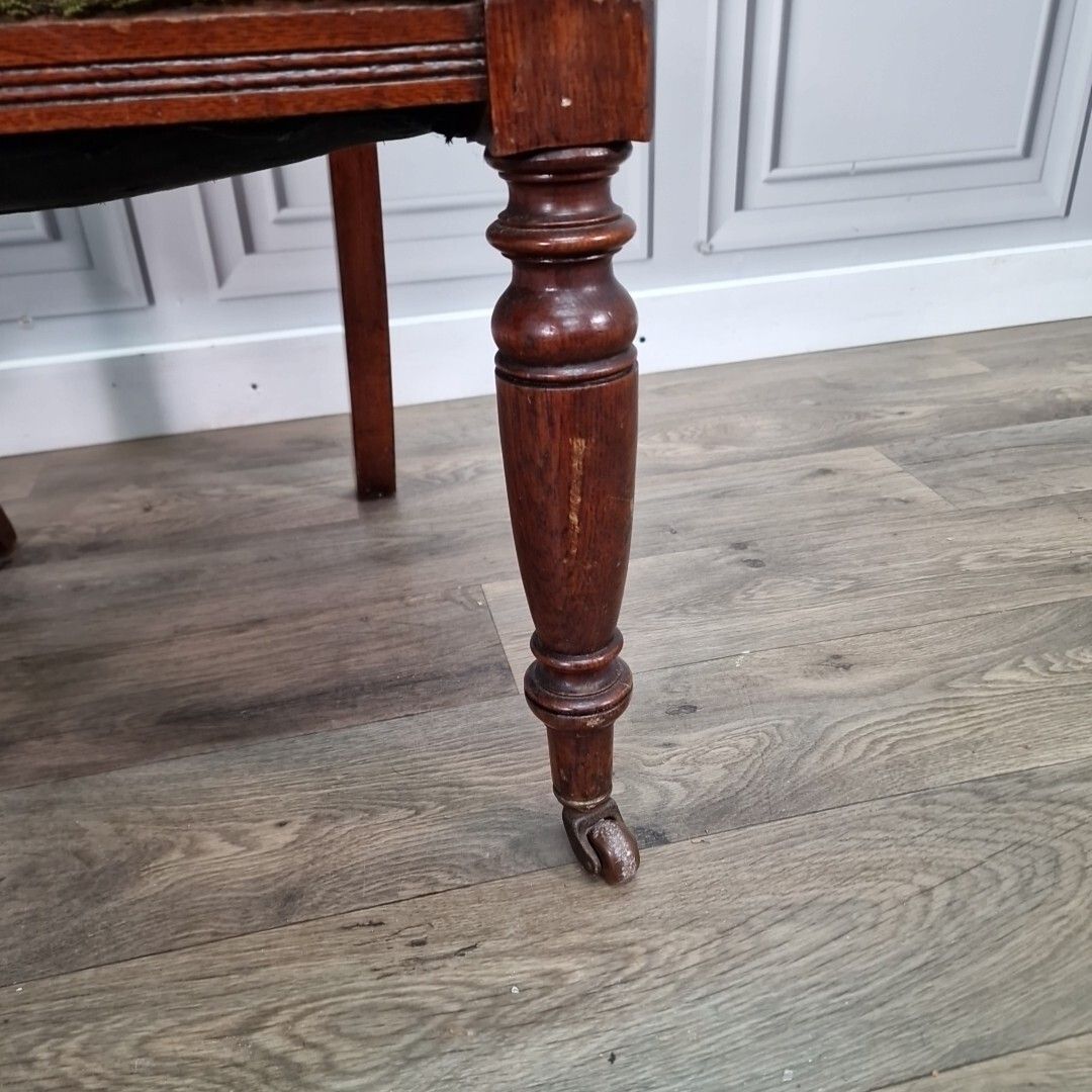 Antique Decorative Chair  Carved & Turned Victorian Bedroom Dining Upholstered photo vintage