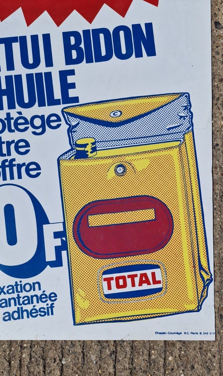 Vintage Advertising Sign French "Total" Plastic Wall Pop Art Petrol Garage photo for sale