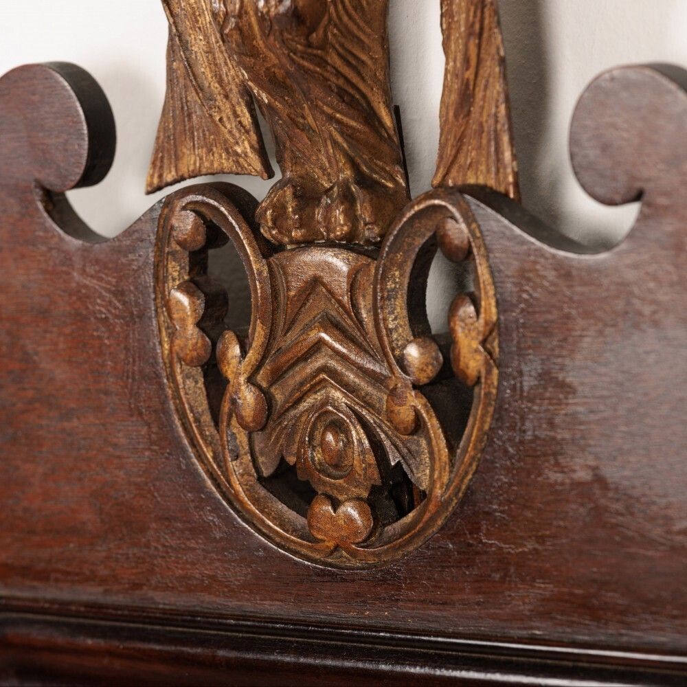 Georgian Mahogany Wall Mirror With Impressive Gilt Carved Eagle Pediment. photo vintage