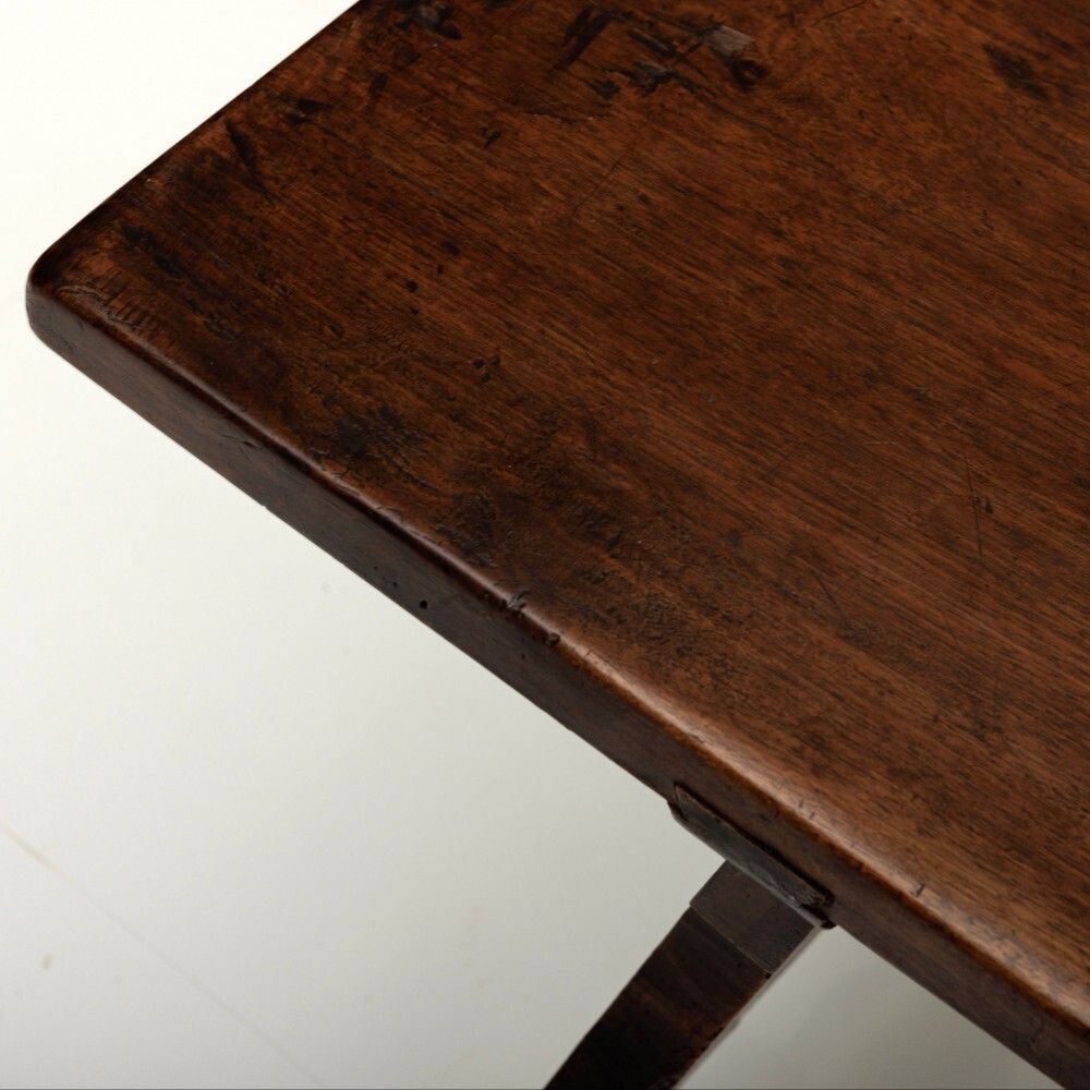 Furniture Spanish Single Plank Walnut Trestle Table photo