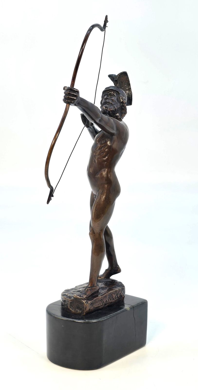Antique French Bronze Figure Of A Greek Archer By Eugene Barillot Circa 1870 photo for sale