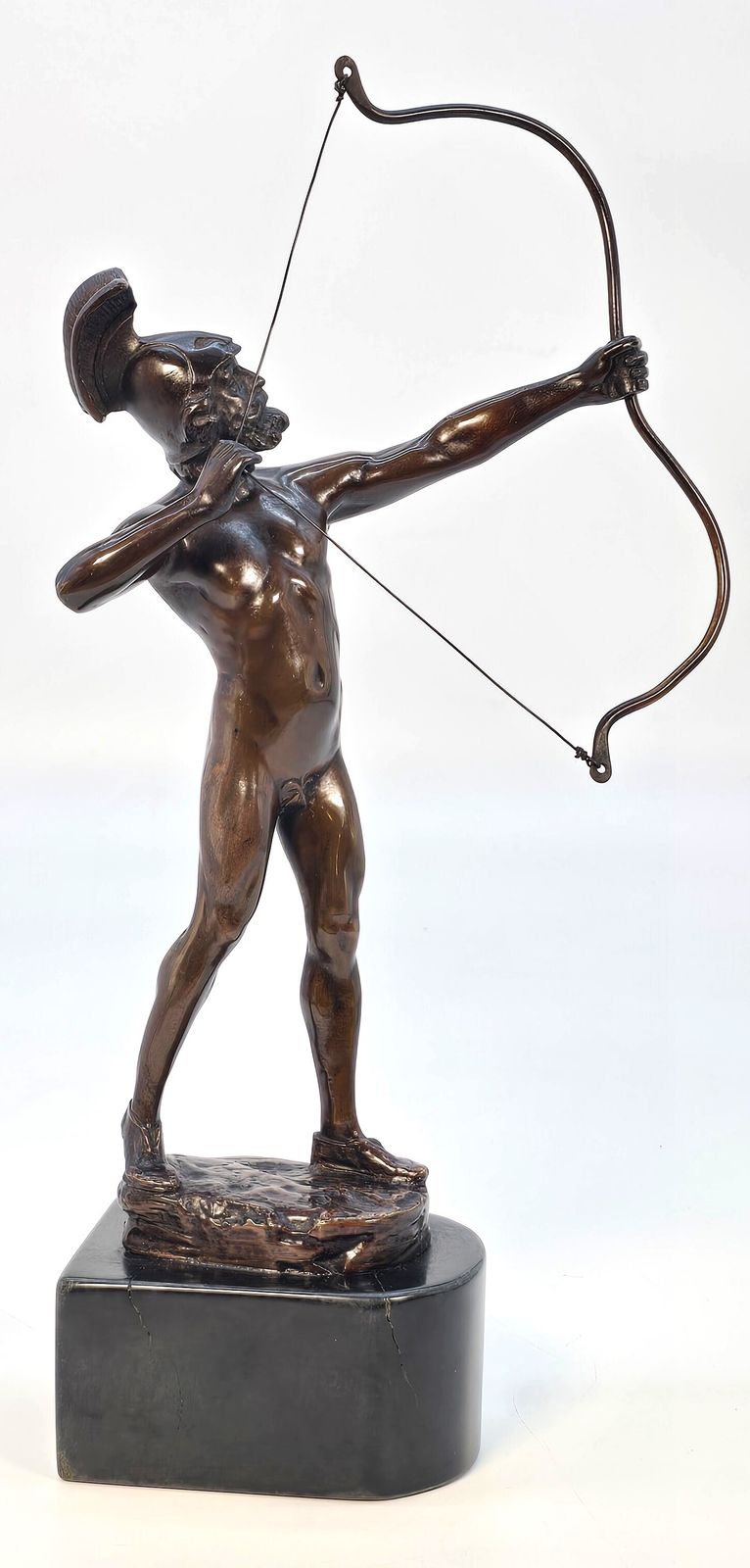 Antique French Bronze Figure Of A Greek Archer By Eugene Barillot Circa 1870 photo vintage