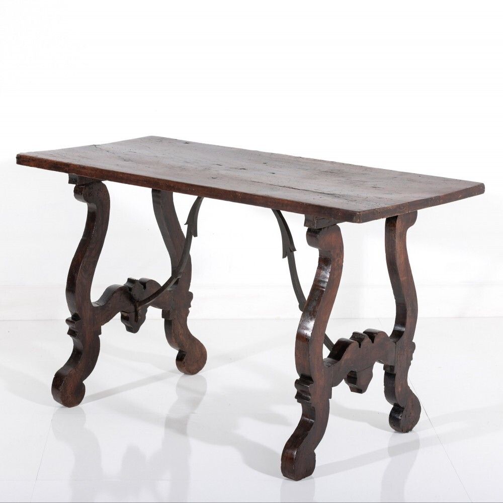 Italian Single Plank Walnut Trestle Table photo furniture