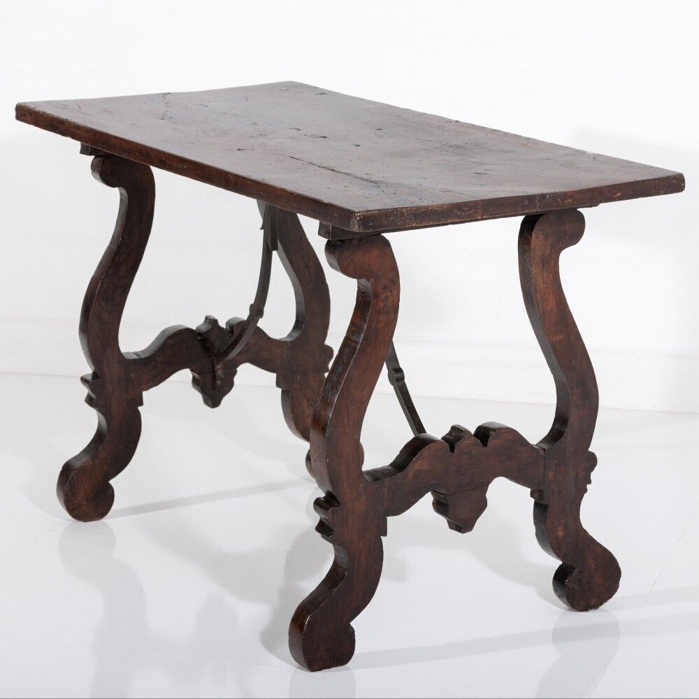 Italian Single Plank Walnut Trestle Table photo for sale