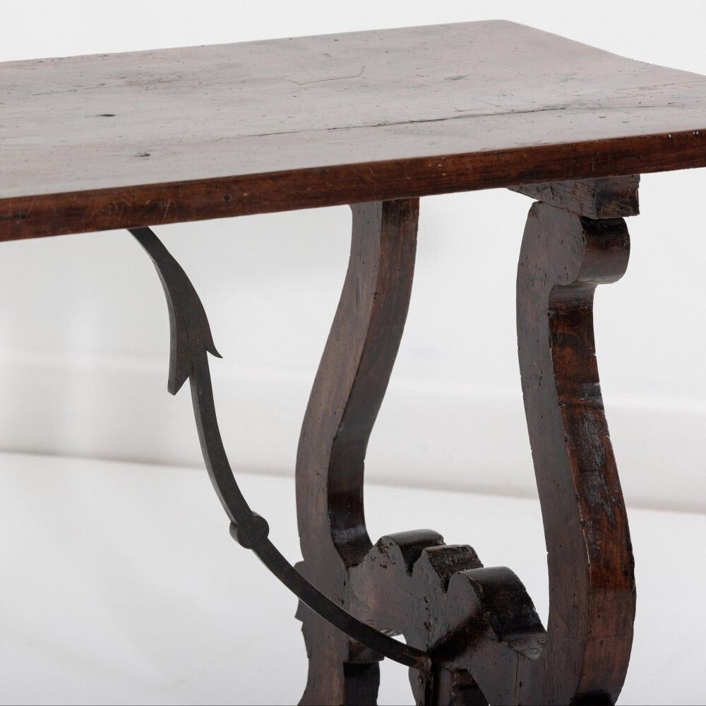 Italian Single Plank Walnut Trestle Table photo vinterior
