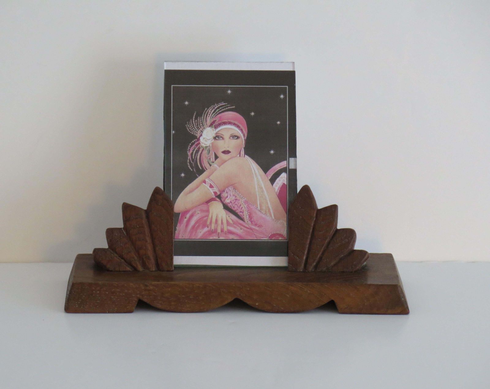 Art Deco Photo Frame, Handmade Oak With Fan Design, Circa 1925, 3.5x5.5" photo Home Decor