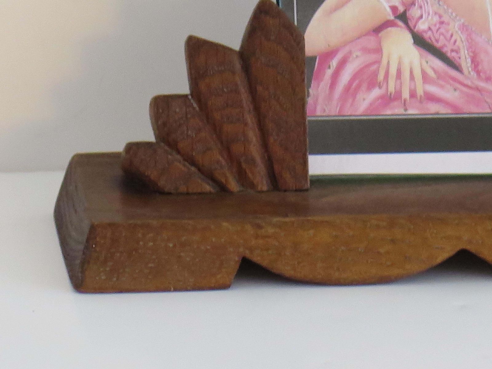 Art Deco Photo Frame, Handmade Oak With Fan Design, Circa 1925, 3.5x5.5" photo 295.0