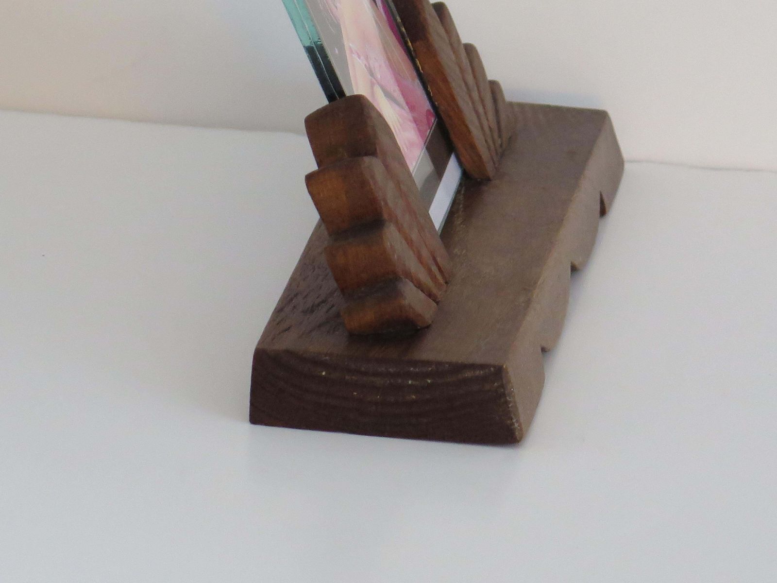 photo furniture Art Deco Photo Frame, Handmade Oak With Fan Design, Circa 1925, 3.5x5.5"