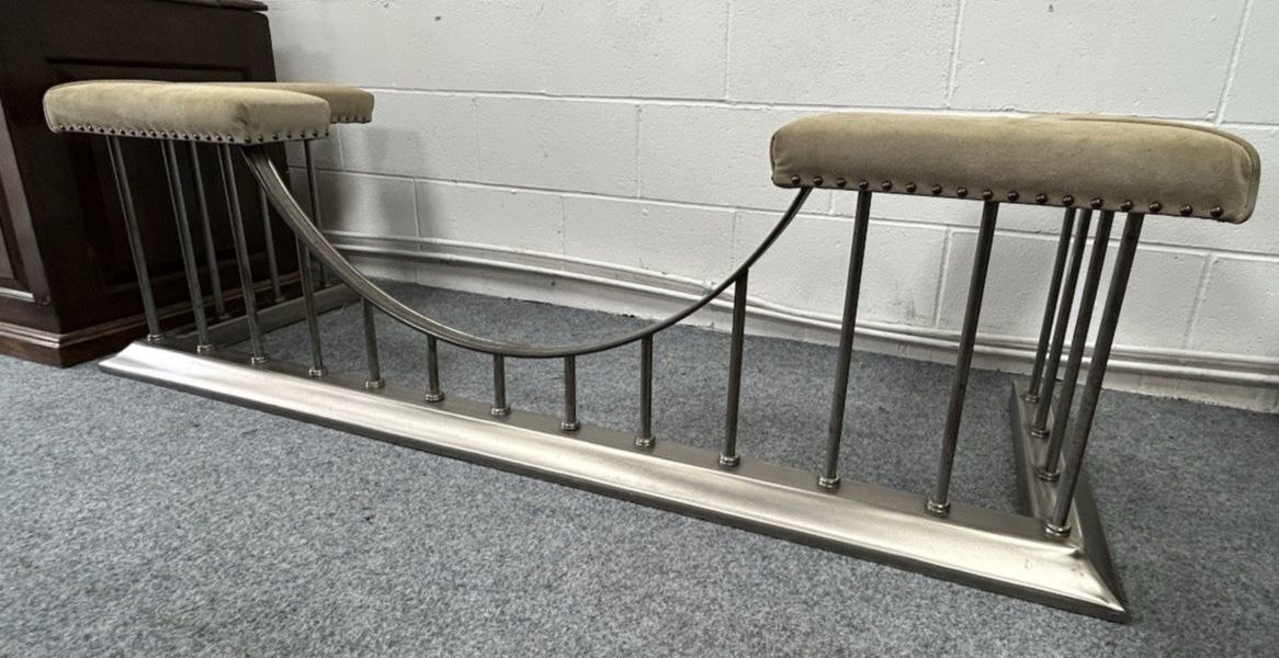 Steel Club Fender & Suede Fireside Seat photo Home Fixtures