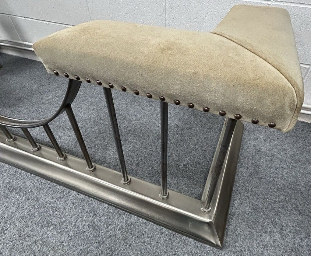 Steel Club Fender & Suede Fireside Seat photo vintage