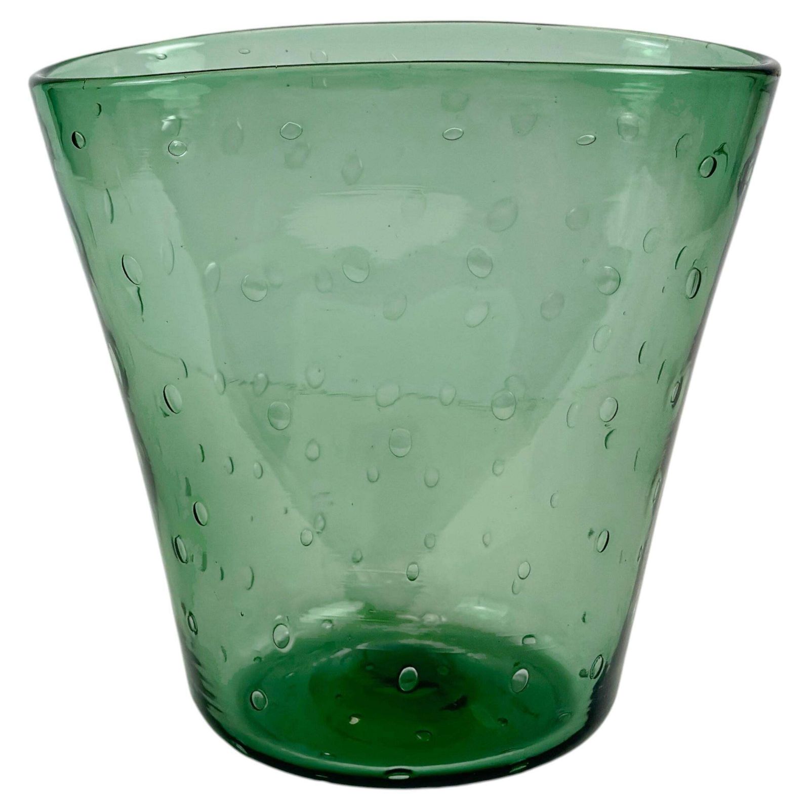 1950s Empoli Vetro Verde Bullicante Glass Vase, Italy