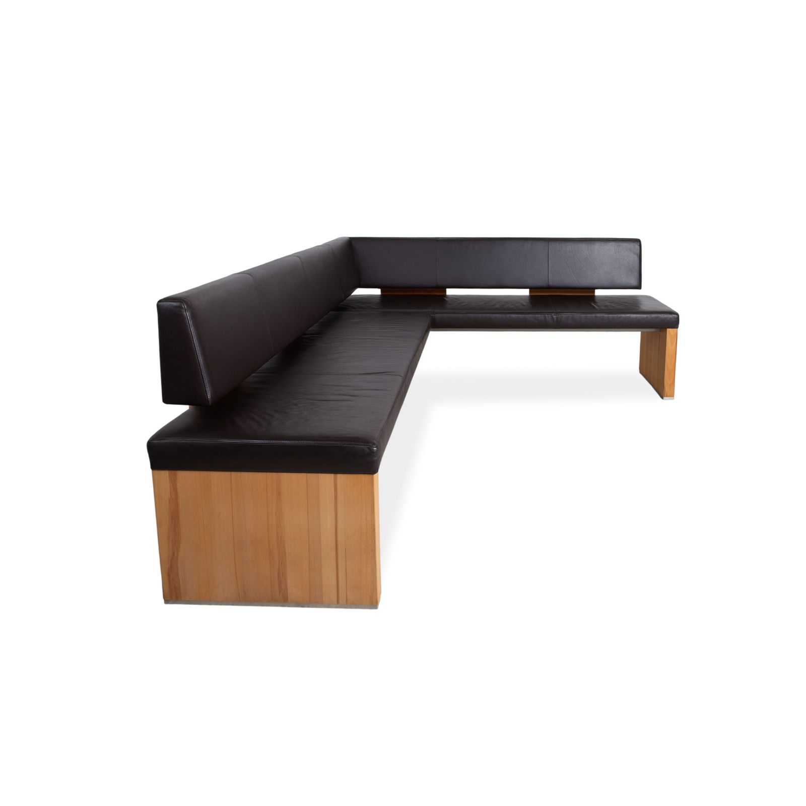 Venjakob Leather Wood Bench Brown Dark Brown Dining Room photo vintage