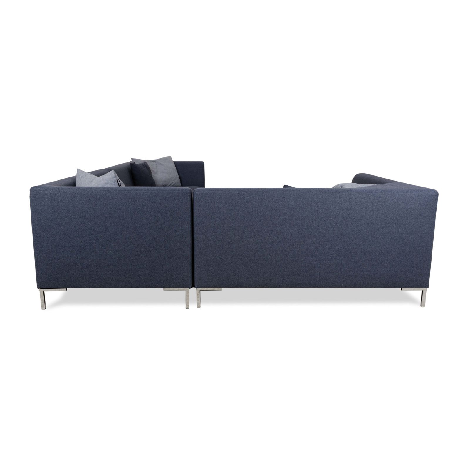 Furniture Freistil Rolf Benz 165 Fabric Corner Sofa Blue Grey Chrome photo