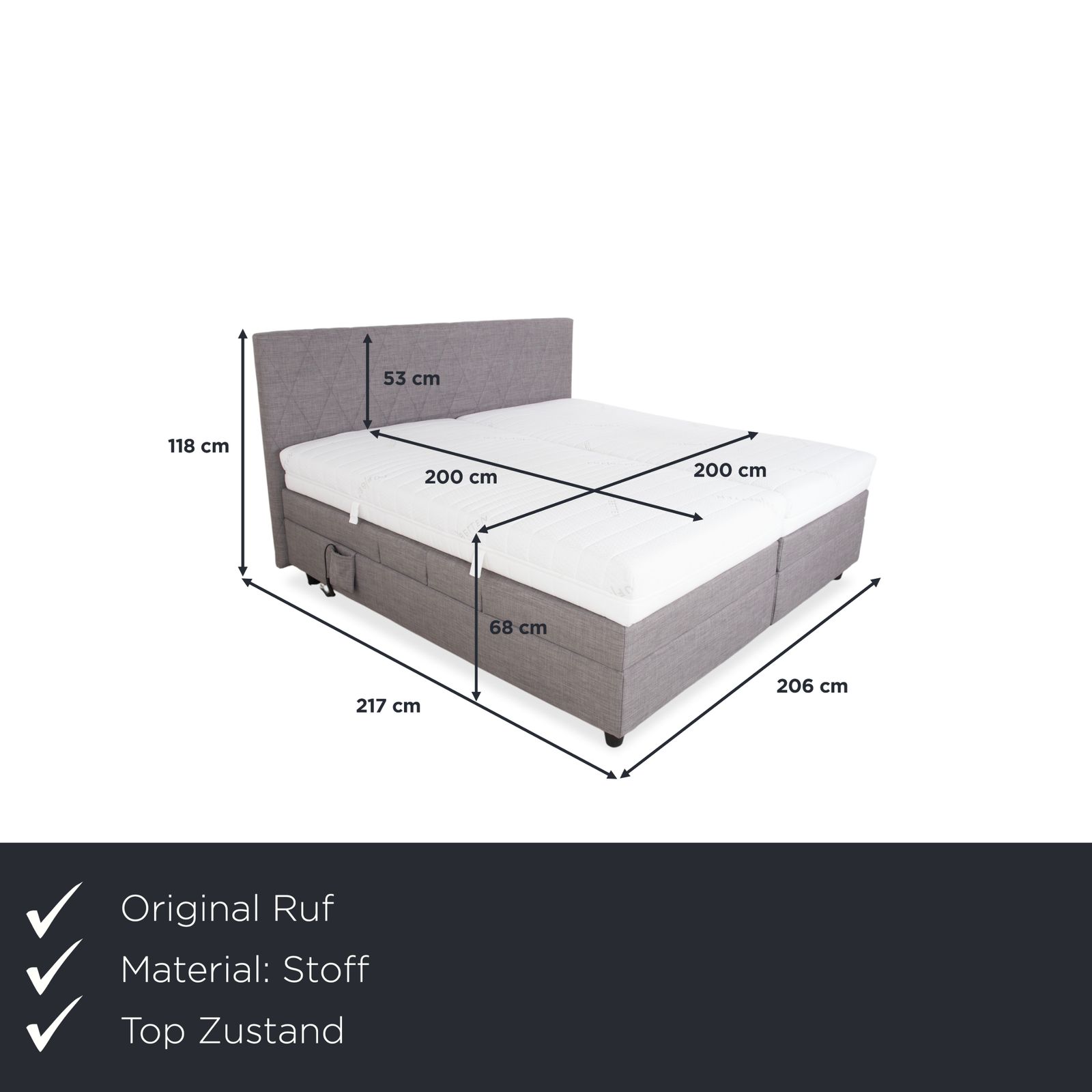 Lit en tissu Ruf gris photo furniture