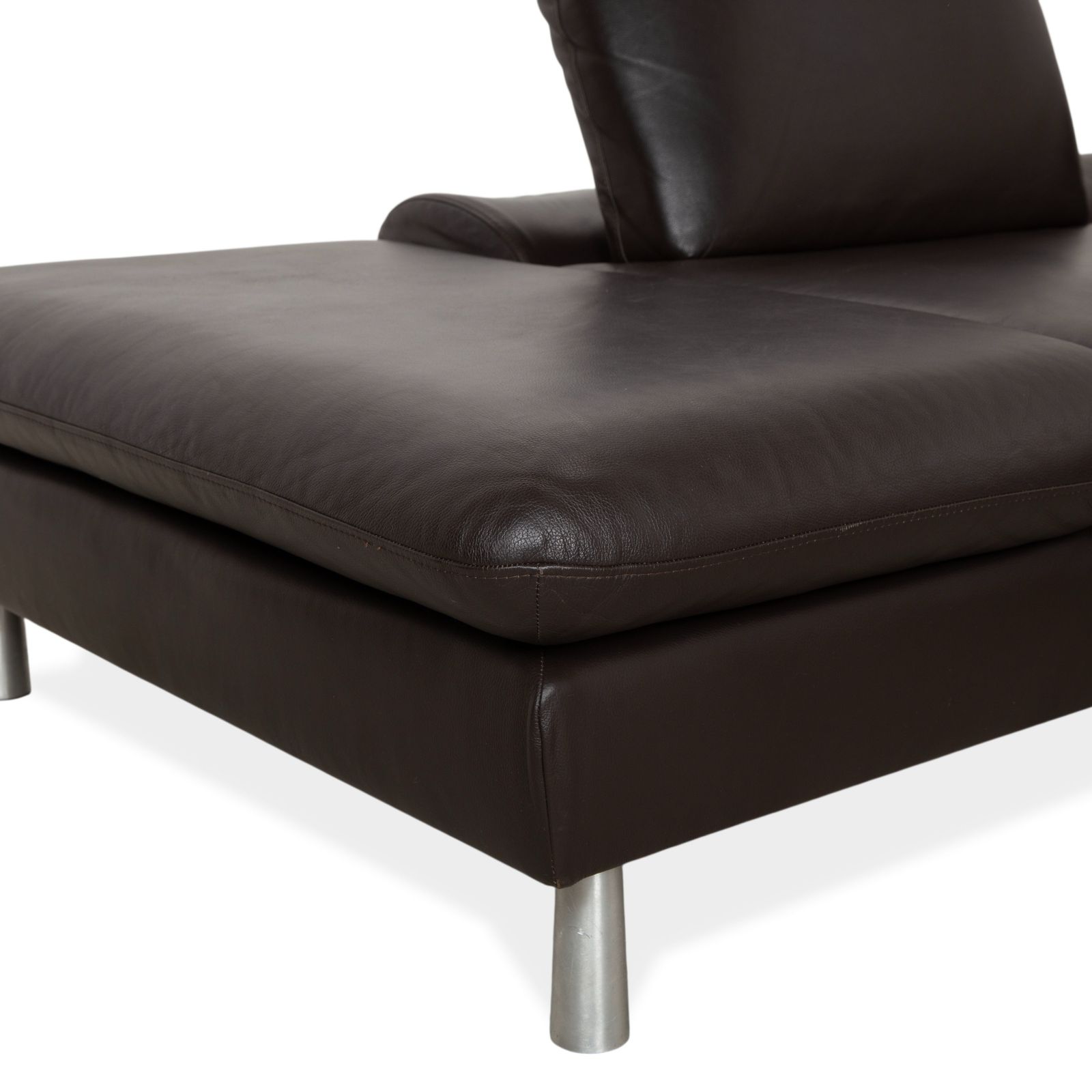 photo furniture Canapé d'angle Willi Schillig Loop en cuir marron foncé, fonction manuelle