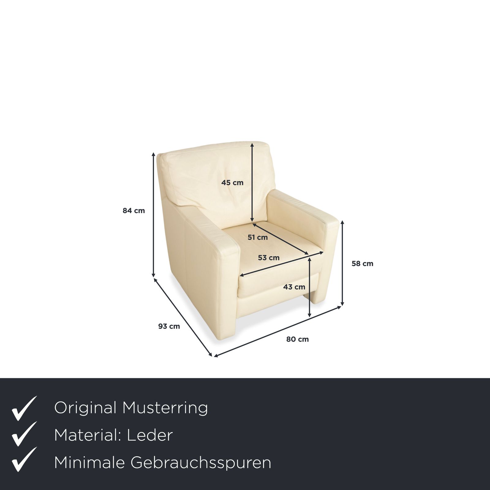 Fauteuil Musterring en cuir crème beige blanc cassé photo furniture