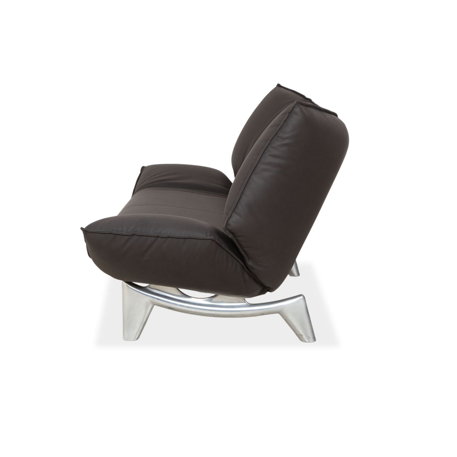 Mobilier Canapé 2 places Leolux Tango en cuir vegan gris anthracite foncé, fonction manuelle, retapissé photo