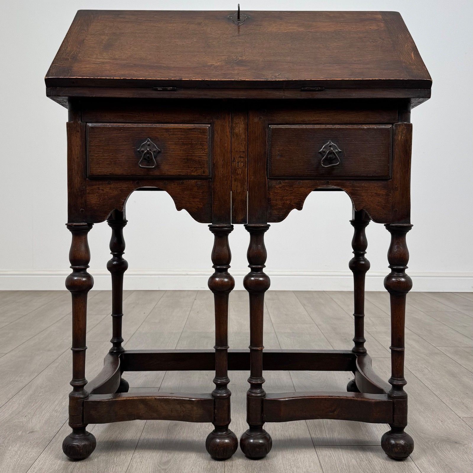 Antique 20th Century Unique Jacobean Style Bureau In Oak