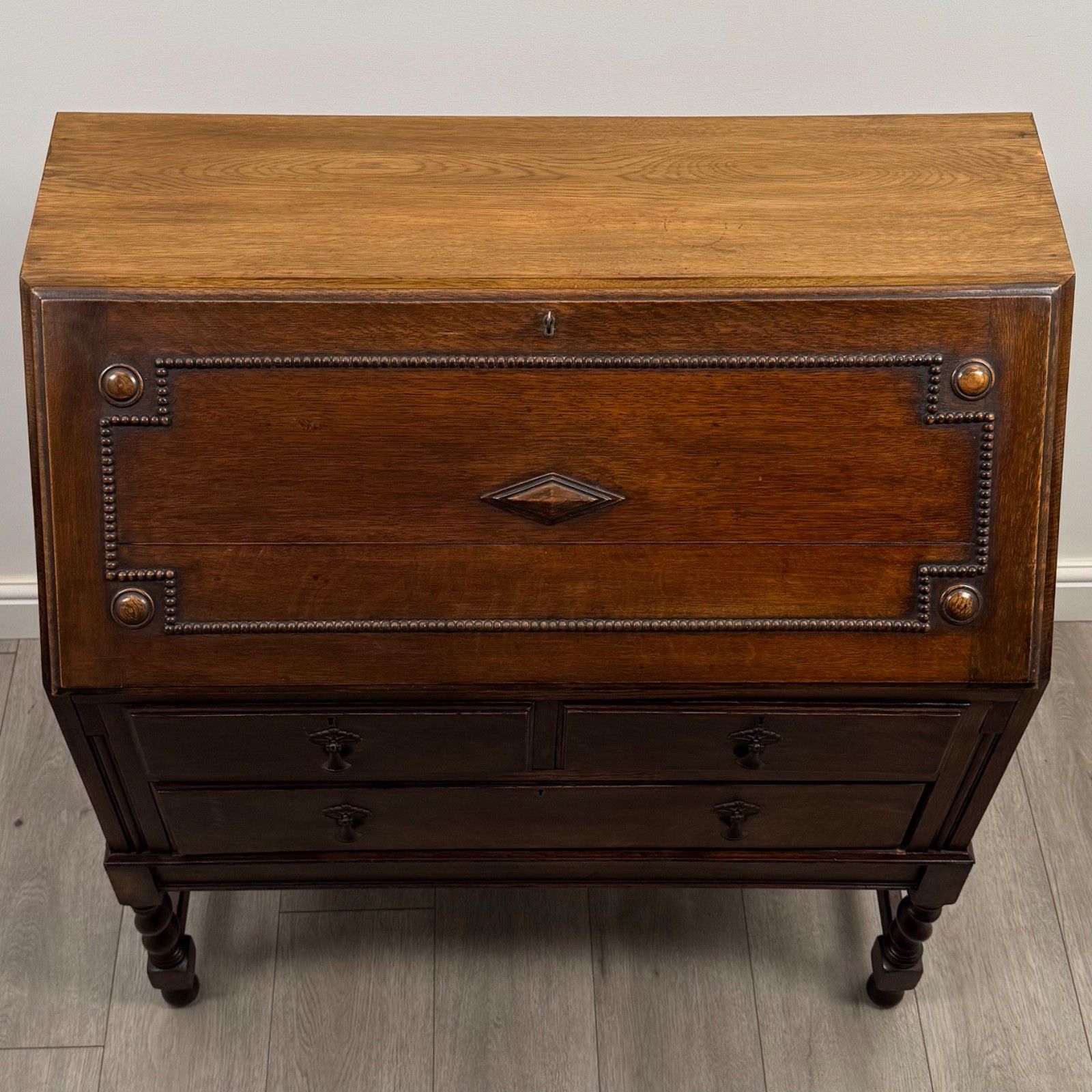 photo for sale Antique 20th Century Jacobean Style Bureau In Oak