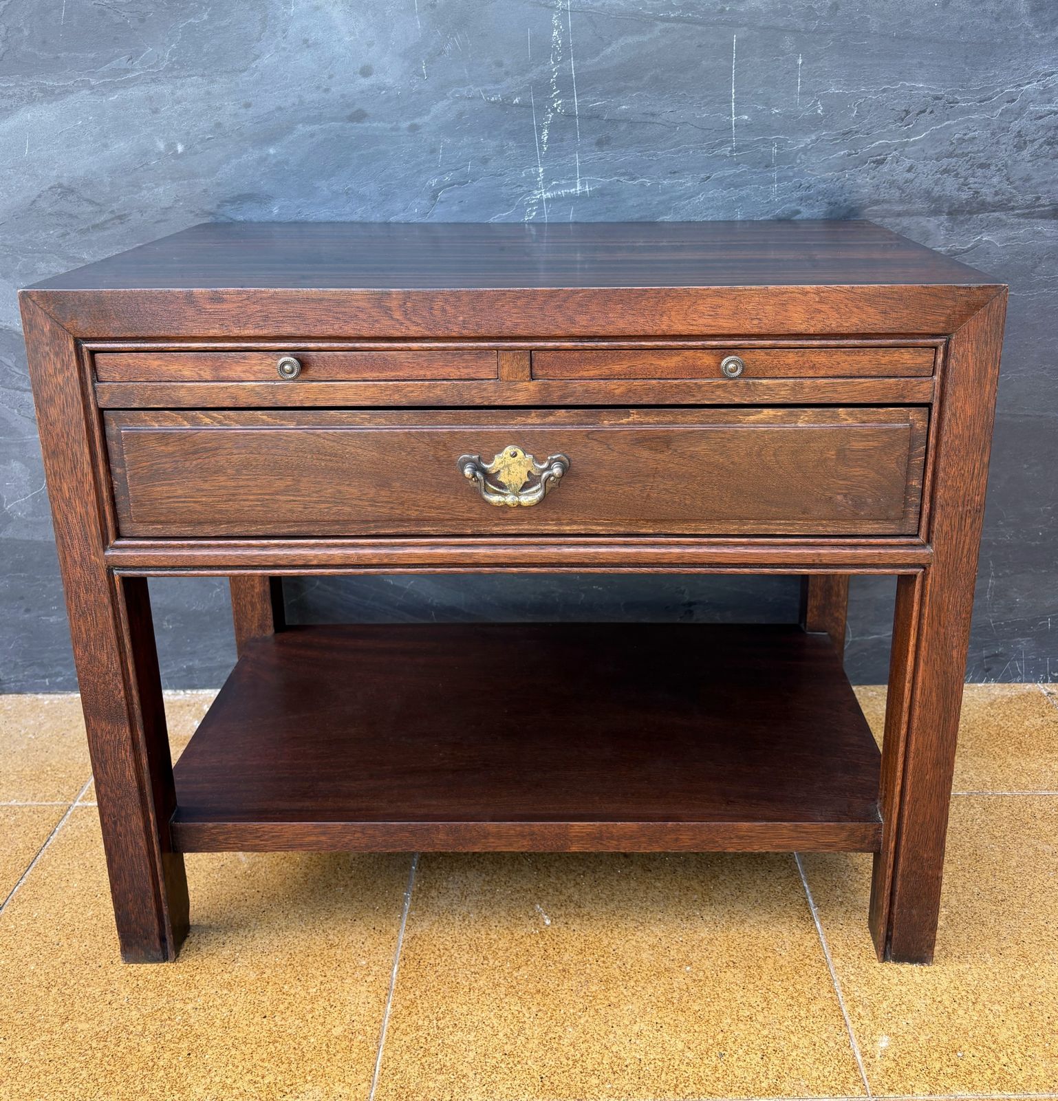 Pair Of Spanish Neoclassical Style Nightstands With Drawer And Lower Shelf, 1950 photo 2750.0