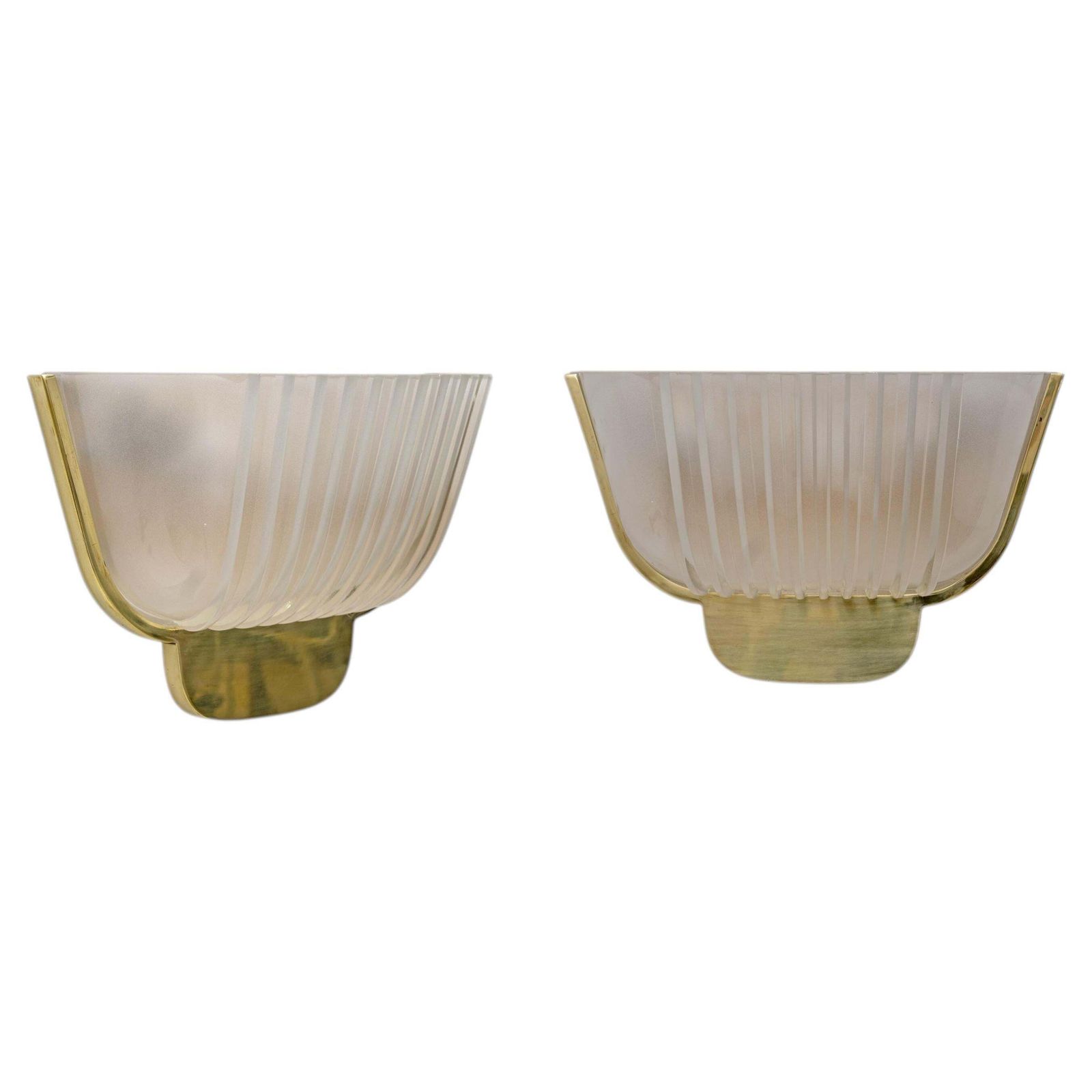 Pair Of Art Deco Murano Glass Wall Sconces Attributed To Archimede Seguso, 1940s
