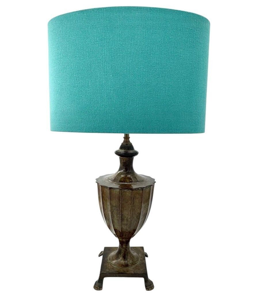 A Pair Of 1970s Classical Cast Bronze Lamps With Verdigris Finish And Paw Feet photo buy