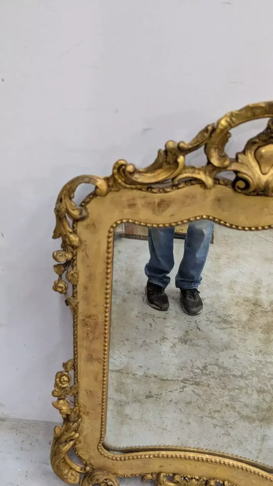 Napoleon III Style Wooden Mirror With Gilt Stucco photo for sale