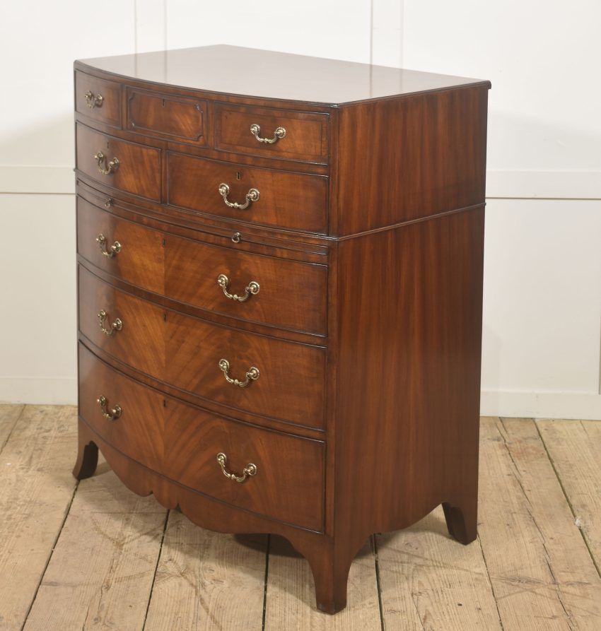 George III Style Mahogany Serpentine Chest Of Drawers photo vintage