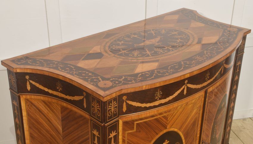 Furniture Fine George III Style Satinwood & Rosewood Marquetry Sideboard photo