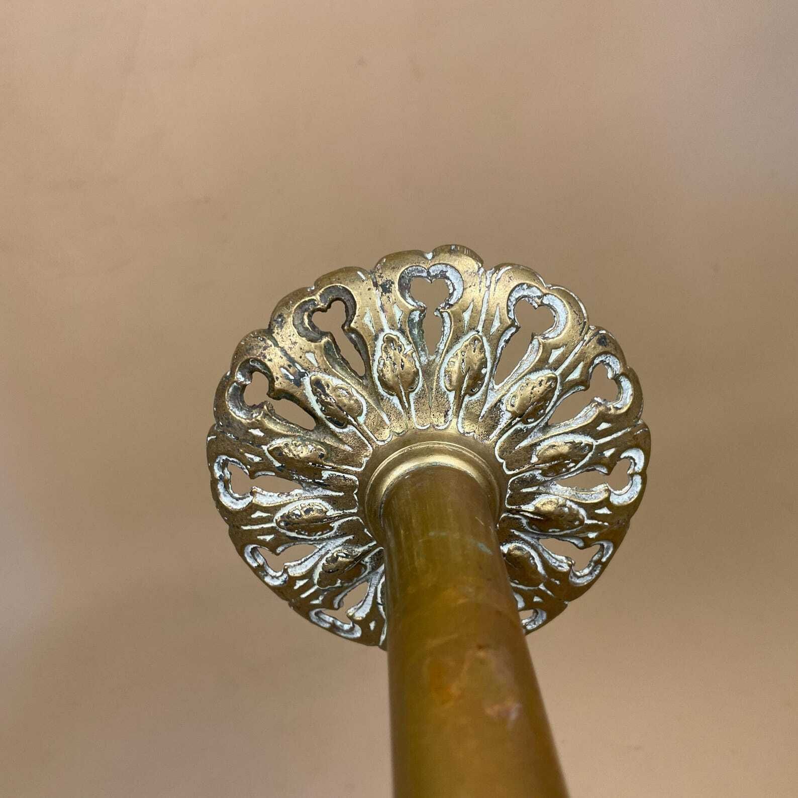 photo furniture French Gold Brass Candlestick Holder Large Ornate Church Style Rococo C.1960's Table Centrepiece Decorative Floral Centre Display