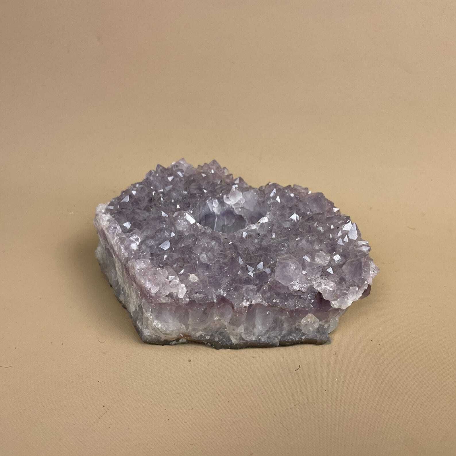 Amethyst Crystal Tea Light Candle Holder Purple Cluster Incense Burner Natural Rock Candlestick Holder Home Interior Decor photo Home Decor