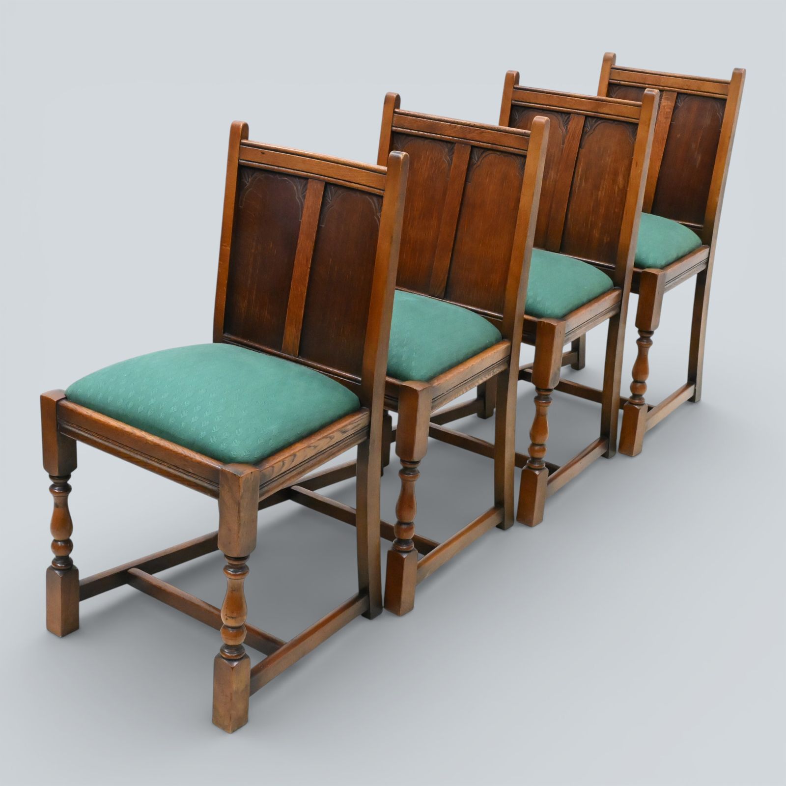 4 Old Charm Style Dining Chairs Oak Green Drop In/On Seats Free Uk Delivery* photo furniture