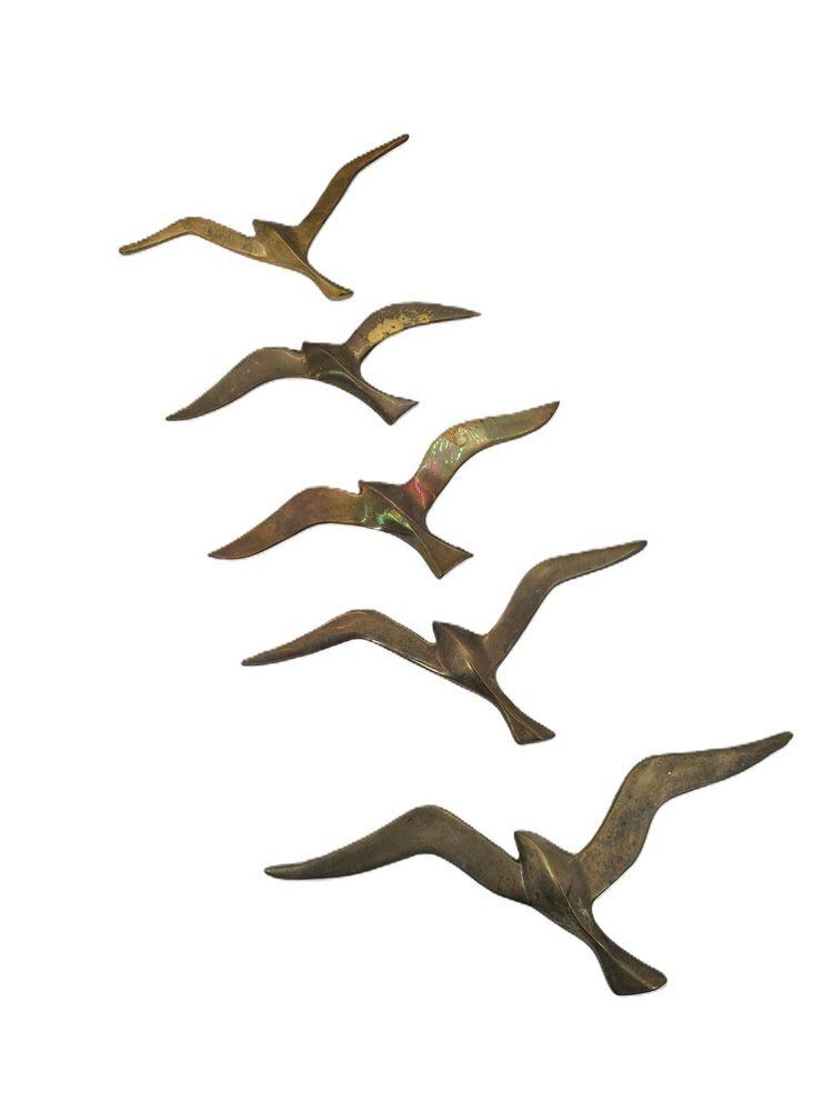 Vintage Norwegian Wall Decorations In Brass, 1960s, Set Of 5