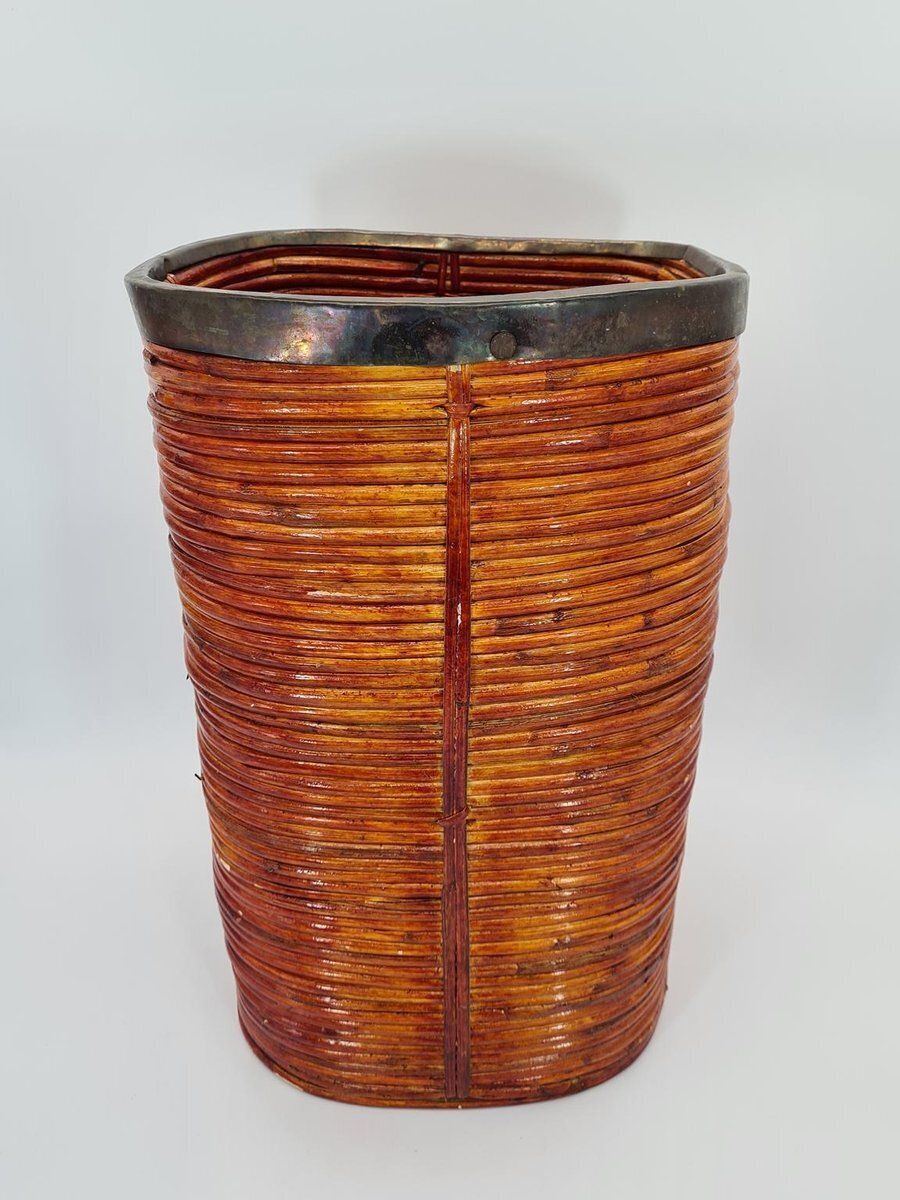 Bamboo And Metal Umbrella Stand, 1970s photo Home Decor