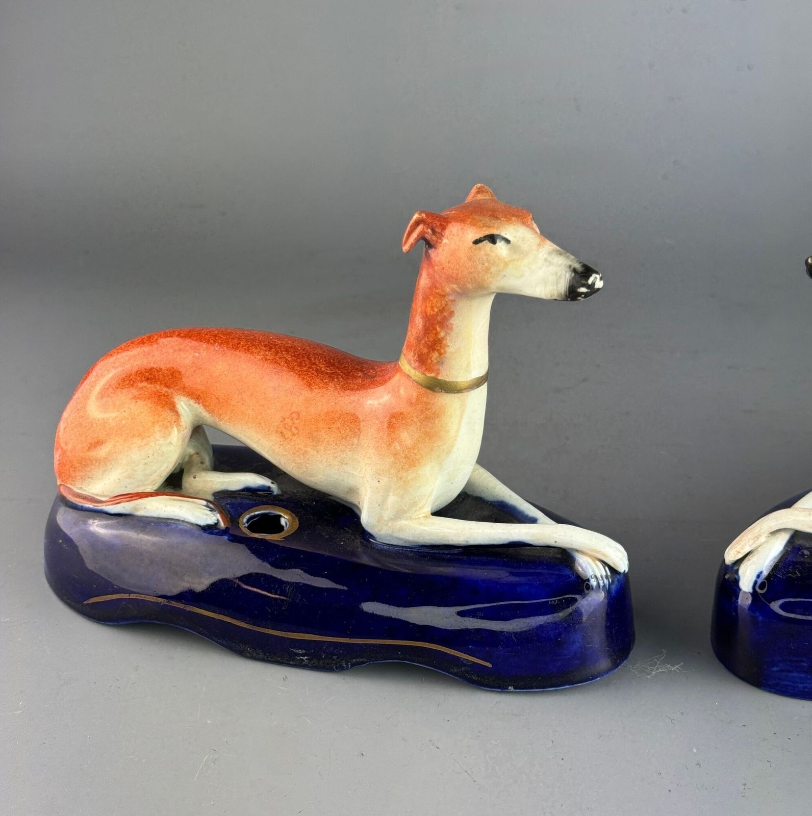 Pair Of Victorian Staffordshire Whippet Quill Holders photo 175.0