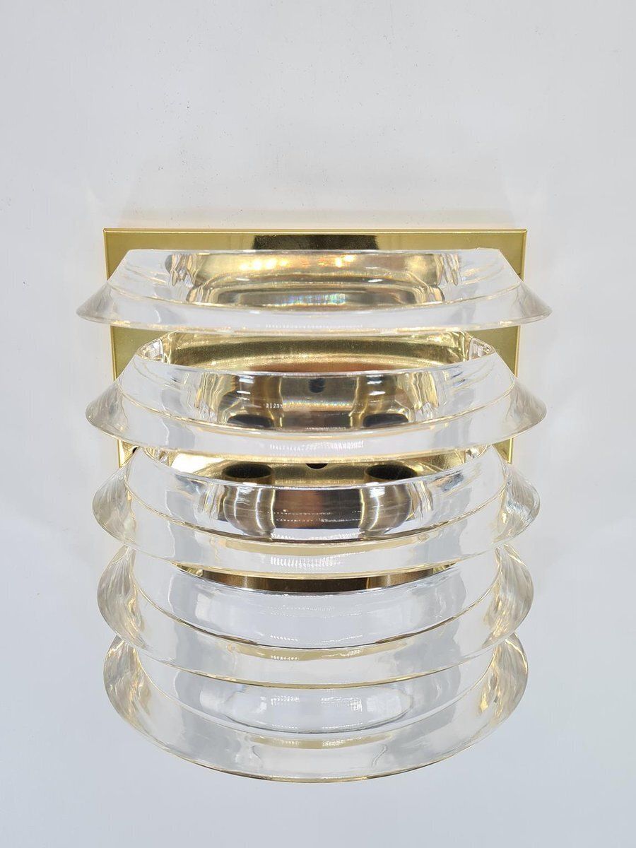 photo furniture Prometeusz Wall Lamp In Brass With Transparent Acrylic Elements, Poland, 1980s