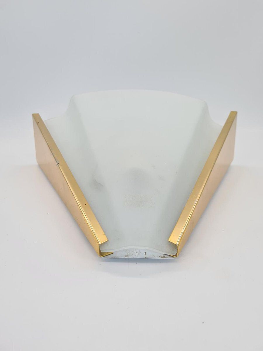 Italian Wall Lamp In Frosted Glass And Brass From Errebi Luce, 1980s photo 305.0