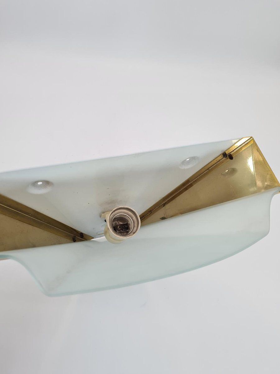 photo furniture Italian Wall Lamp In Frosted Glass And Brass From Errebi Luce, 1980s