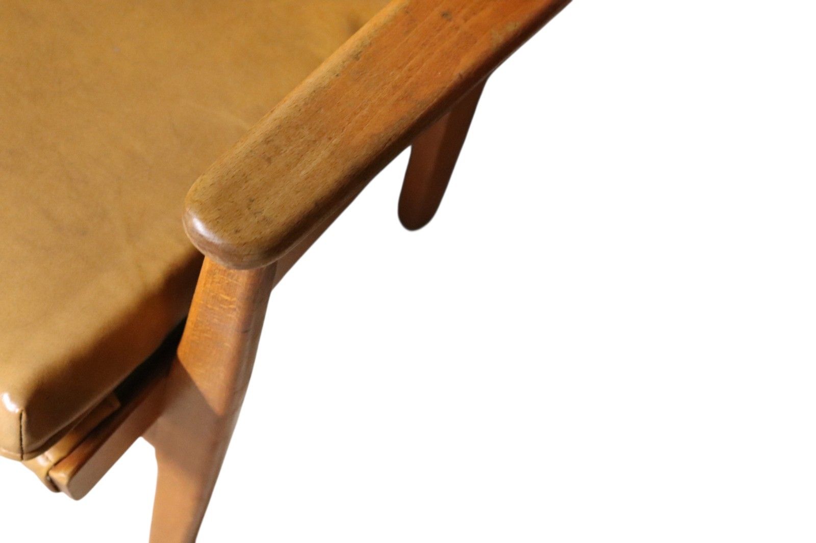 photo for sale Pair Of Vintage Parker Knoll Pk 733 Armchairs Mid Century Beech Tan Vinyl