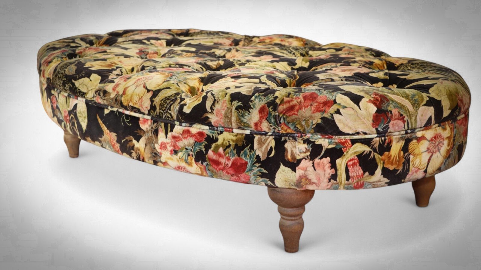 Beautiful Large Country House Footstool Ottoman In Gorgeous Floral Velvet 🚚