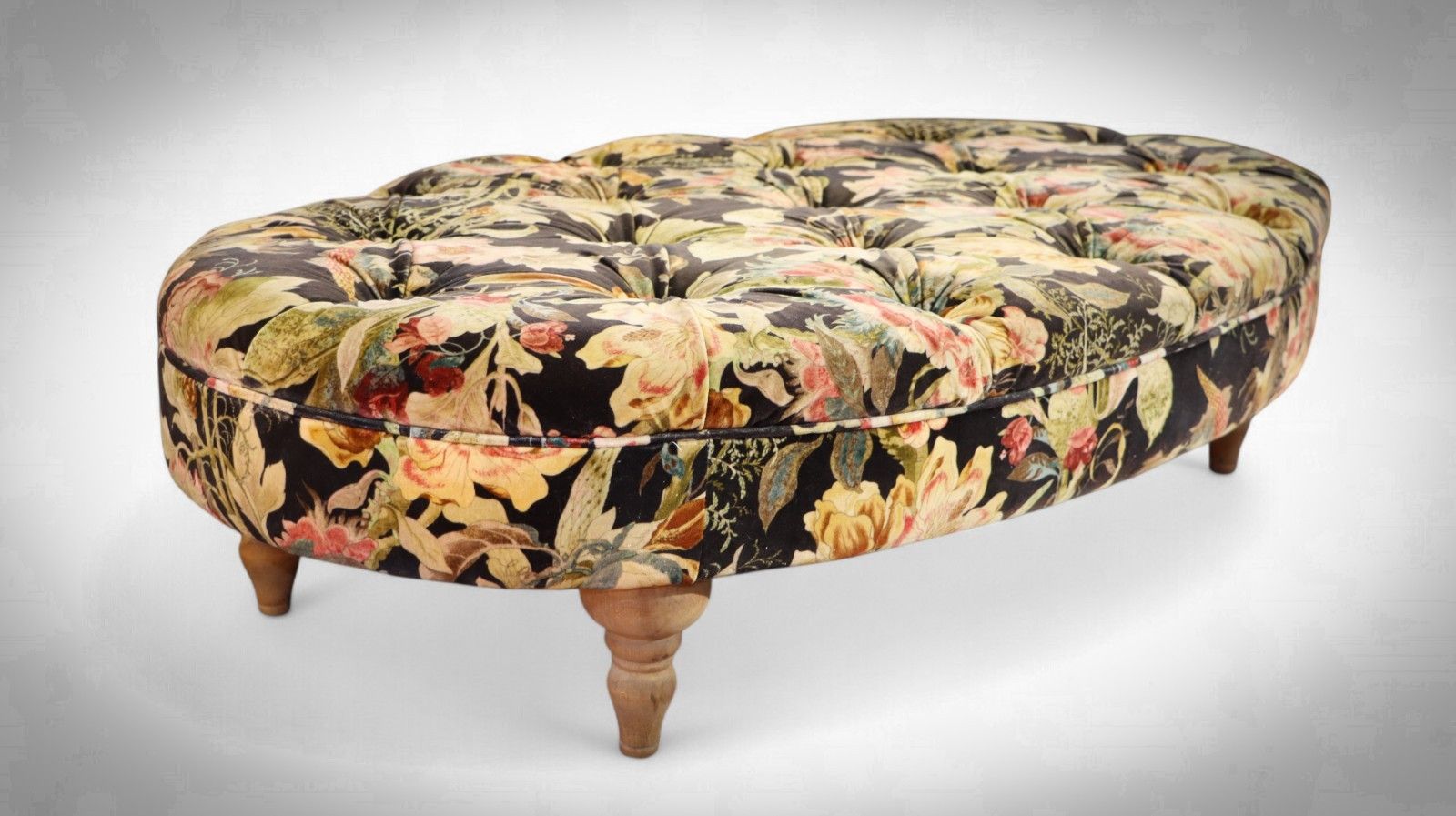 Beautiful Large Country House Footstool Ottoman In Gorgeous Floral Velvet 🚚 photo for sale