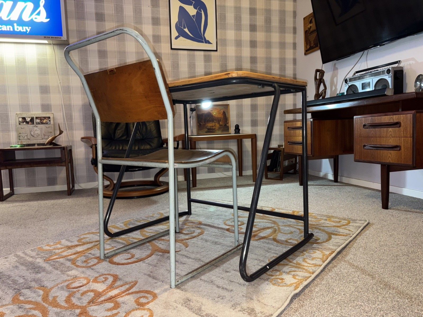Du Al Industrial Stacking Desk & Chair Retro G Plan Era Mcm Pel Cox photo Furniture