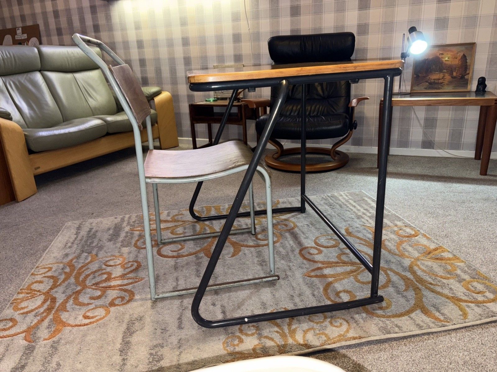 photo buy Du Al Industrial Stacking Desk & Chair Retro G Plan Era Mcm Pel Cox