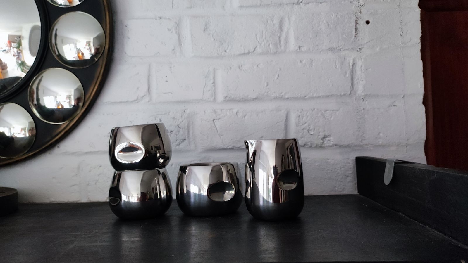 photo buy Amc Art Design Vintage 2 Espresso Cups With Creamer And Sugar, 70s Italian Coffee Set
