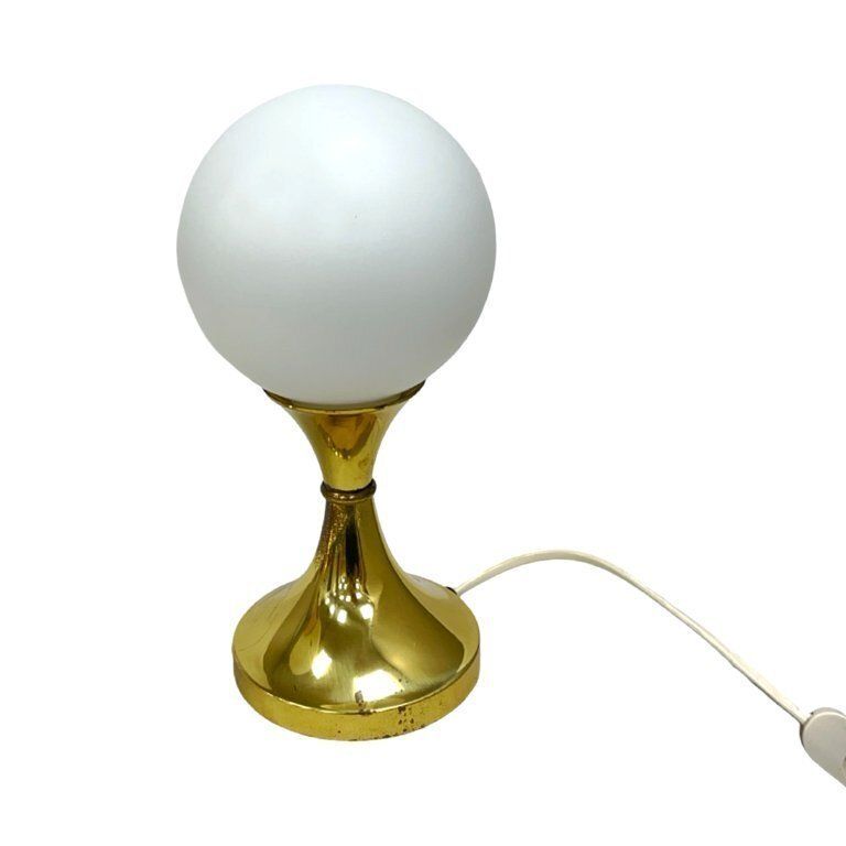 Pair Of Globe Table Lamps, Aka Leuchten, Germany, 1970s, Brass And Glass photo vintage