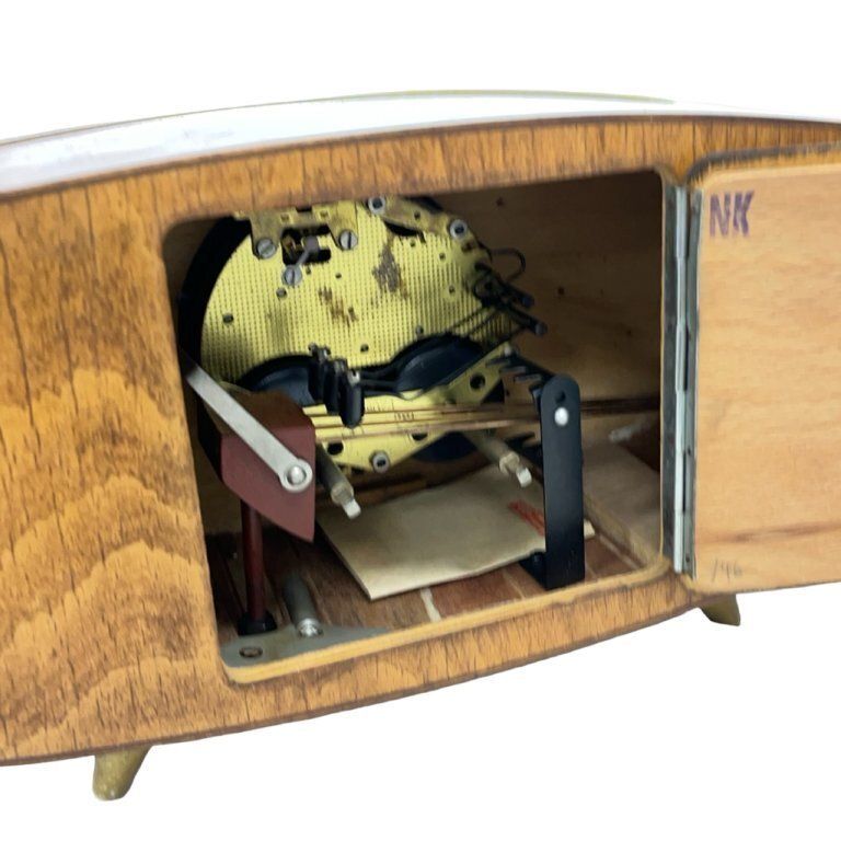 Weimar Walnut Veneer Mantel Clock, 1960s, West Germany, Mid Century Modern photo for sale