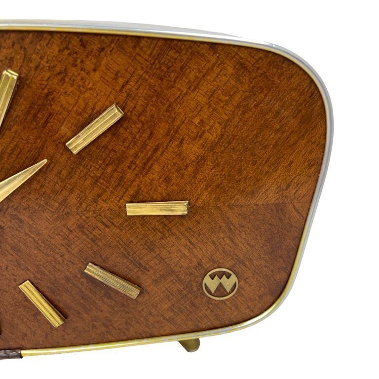 Home Decor Weimar Walnut Veneer Mantel Clock, 1960s, West Germany, Mid Century Modern photo