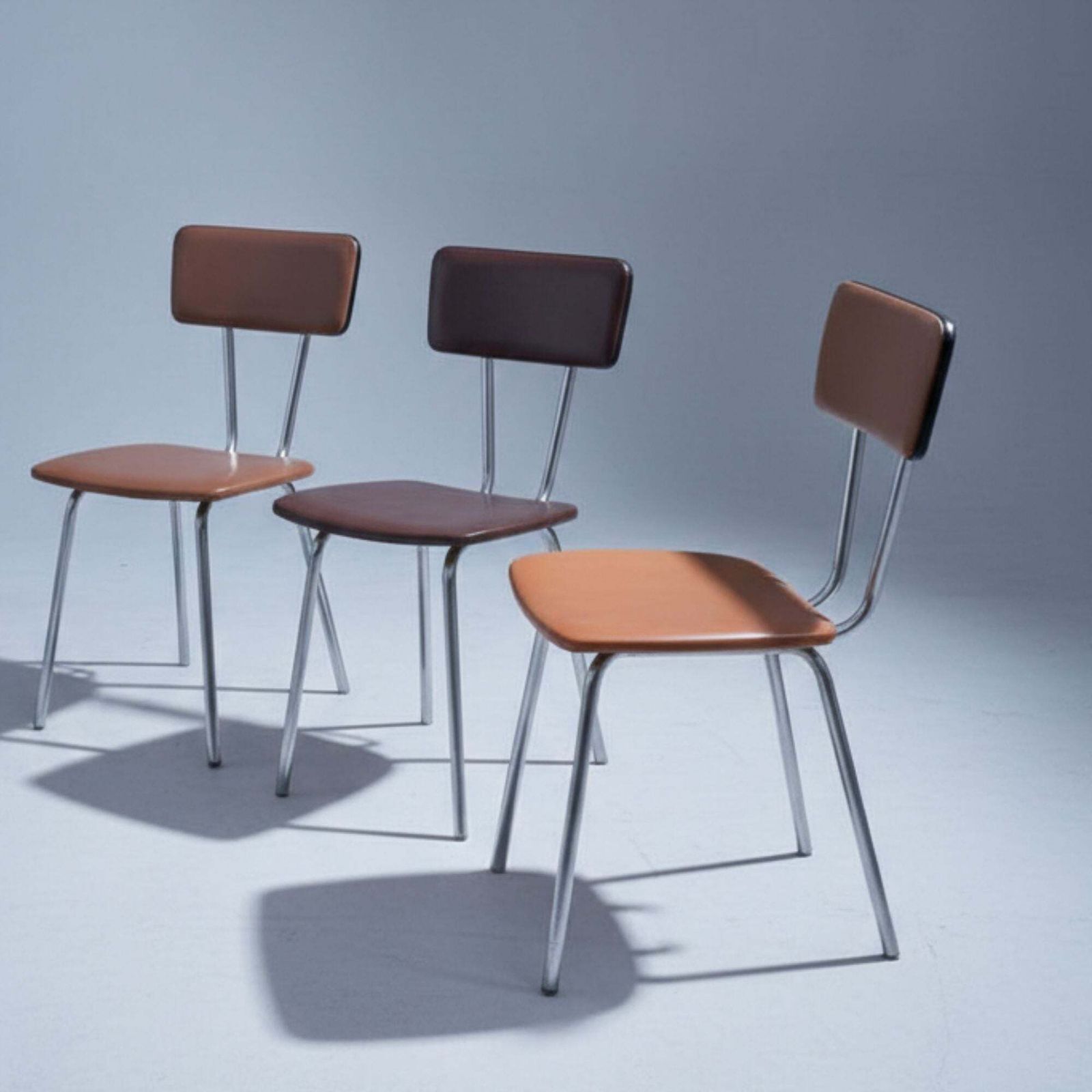 Set Van 6 Mid Century Chrome Eetkamerstoelen, Tsjecho Slowakije, Jaren 1960 photo furniture
