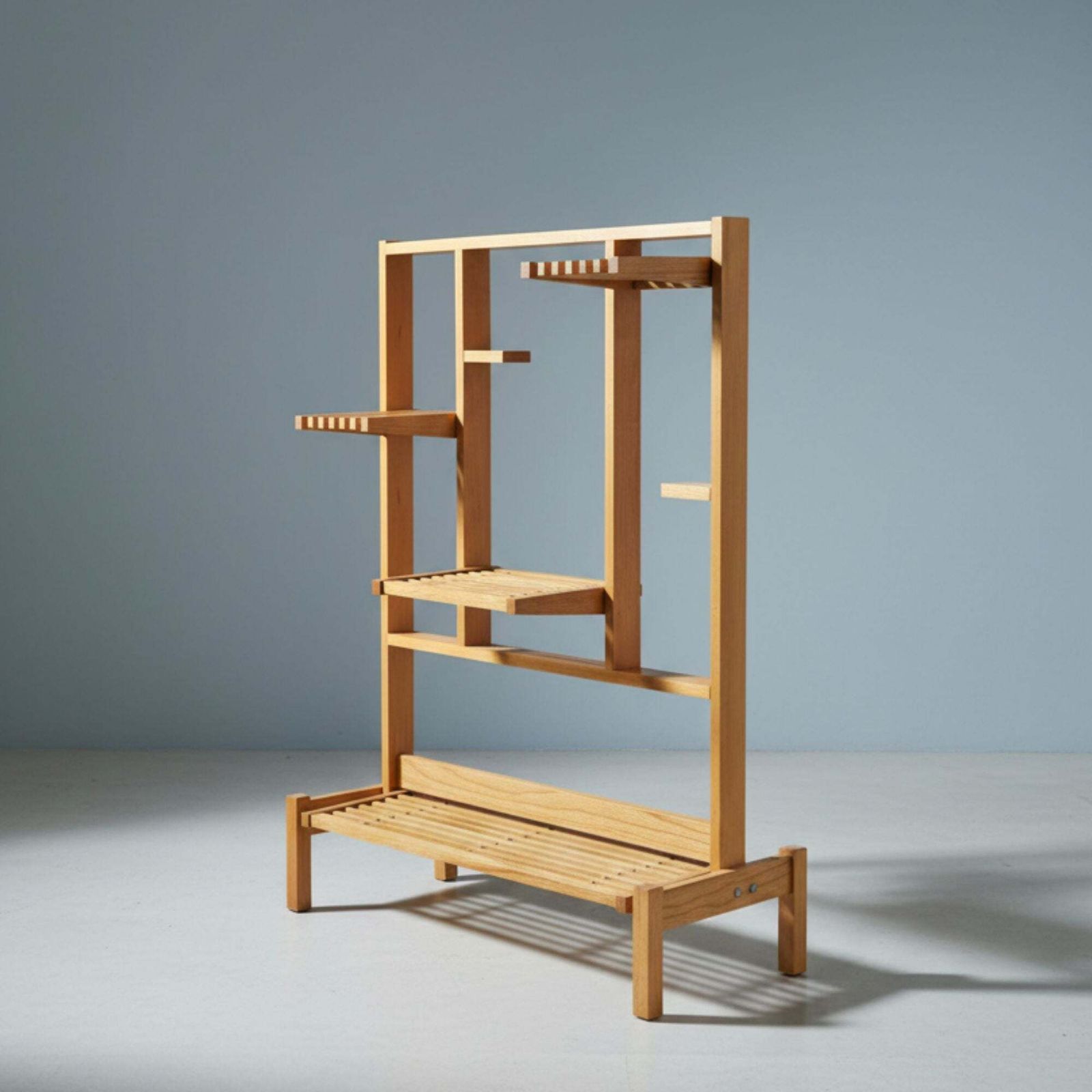 Retro Wooden Flower Stand With Tiered Shelves, Czechoslovakia, 1960s